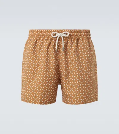 Frescobol Carioca Rio Printed Swim Trunks In Brown