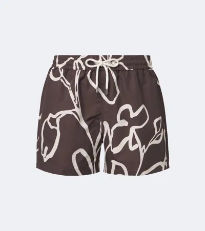 Frescobol Carioca Mens Cacao Rio Floral-print Swim Shorts Xxl In Brown
