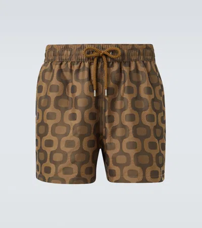 Frescobol Carioca Rio Sport Printed Swim Trunks In Brown