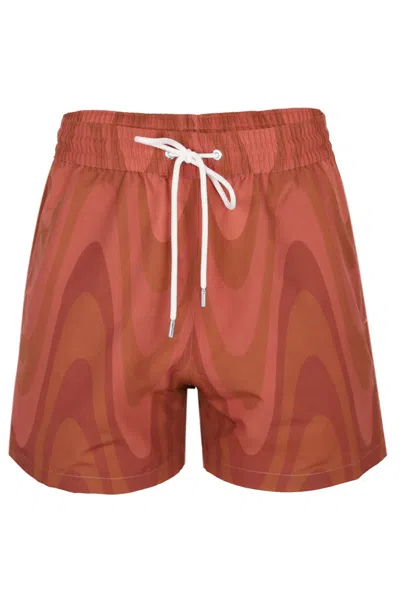 Frescobol Carioca Rio Swim Short Copa Grain Print Copper In Red