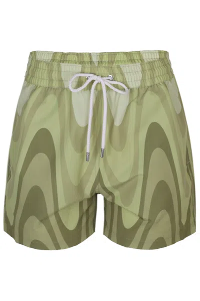 Frescobol Carioca Rio Swim Short Copa Grain Print Willow Green In Animal Print