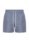 Frescobol Carioca Rio Swim Short Copa Raio Do Sol Print Chambray &amp; Charcoal Blue In Blue