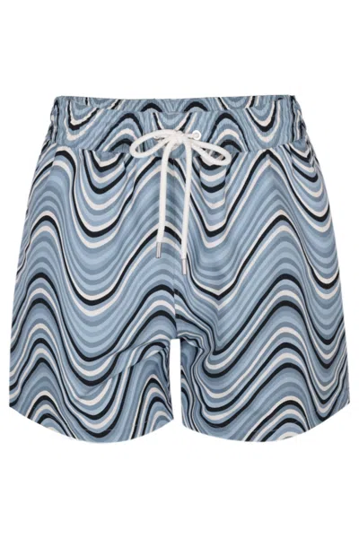 Frescobol Carioca Rio Swim Short Fibra Print Coastal Blue In Multi