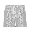 Frescobol Carioca Rio Swim Short In Ivory & Charcoal Blue