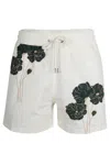 Frescobol Carioca Rio Swim Short Linear Floral Print Ivory And Evergreen In White