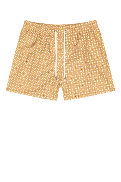 Frescobol Carioca Rio Swim Short Lotus Print In Yellow
