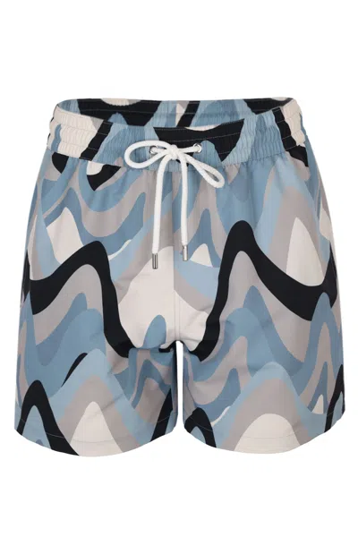 Frescobol Carioca Rio Swim Short Montahna Print Coastal Blue In Multi