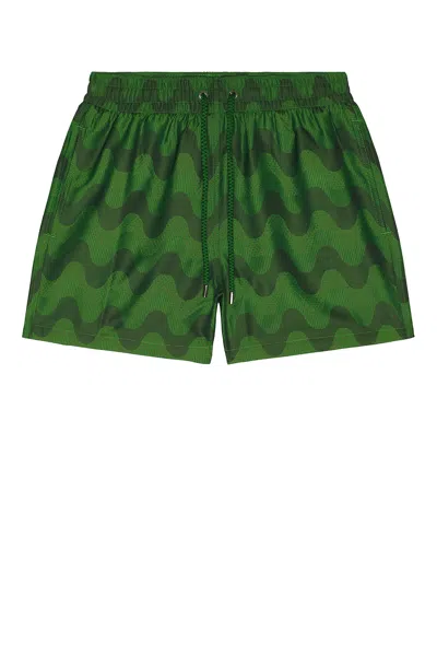 Frescobol Carioca Rio Swim Short Raffia Copa Jacquard Print In Green