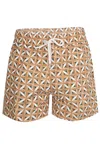 Frescobol Carioca Rio Swim Short Teto Print Almond And Ivory In Brown