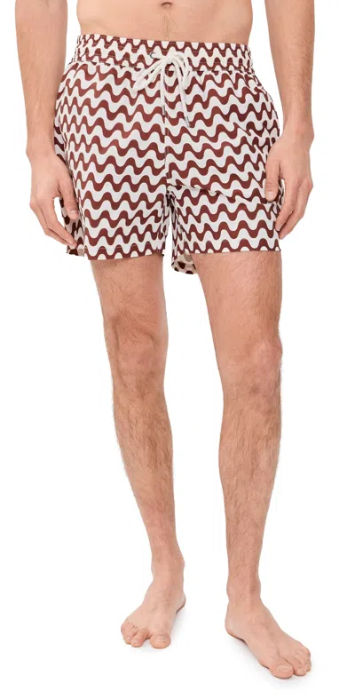 Frescobol Carioca Rio Swim Shorts 4 Brown/ecru In Multi