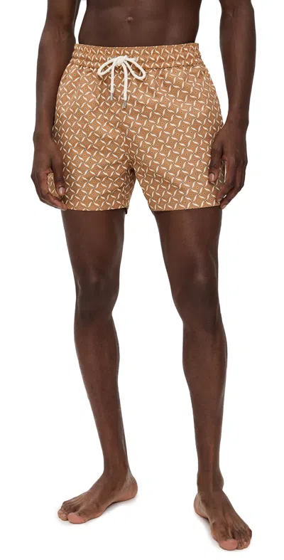 Frescobol Carioca Rio Swim Shorts Almond & Ivory In Brown
