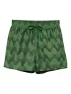 Frescobol Carioca Rio Swim Short Raffia Copa Jacquard Print In Green