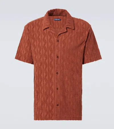 Frescobol Carioca Roberto Cotton Bowling Shirt In Brown