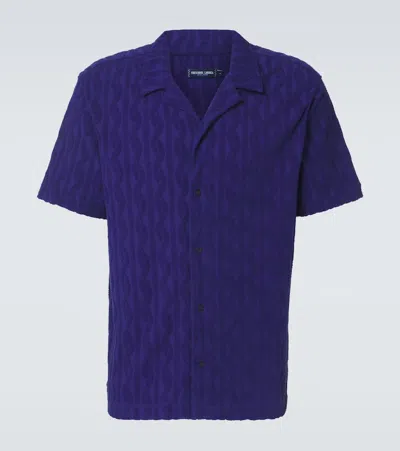 Frescobol Carioca Roberto Cotton Terry Bowling Shirt In Blue