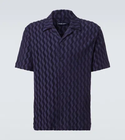 Frescobol Carioca Mens Midnight-blue Roberto Embossed Terry Shirt Xxl