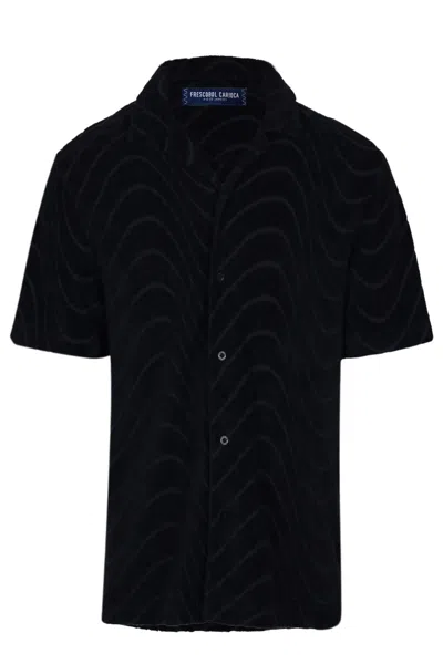 Frescobol Carioca Roberto Fibra Jacquard Terry Shirt Black In Blue