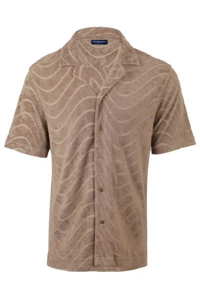 Frescobol Carioca Roberto Fibra Jacquard Terry Shirt Khaki In Neutral