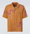 Frescobol Carioca Roberto Floral Linen Bowling Shirt In Brown