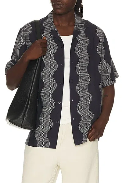 Frescobol Carioca Roberto Camp-collar Striped Linen Shirt In Blue