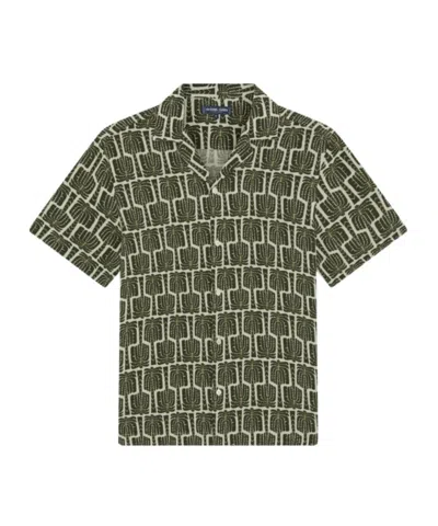 Frescobol Carioca Roberto Linen Shirt In Dark Olive
