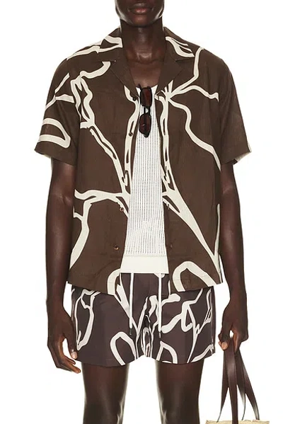 Frescobol Carioca Roberto Linen Short Sleeve Shirt Flor Printt In Multi