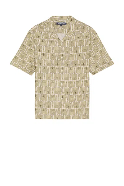 Frescobol Carioca Roberto Palmeira Printed Linen Shirt In Dried Moss