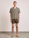 Frescobol Carioca Roberto Palmeira Printed Linen Shirt Dark Olive In Multi