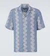 Frescobol Carioca Roberto Printed Linen Bowling Shirt In Blue