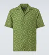 Frescobol Carioca Linen Raffia Roberto Shirt In Green
