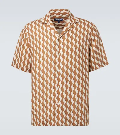 Frescobol Carioca Roberto Camp-collar Printed Linen Shirt In Brown