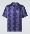 Frescobol Carioca Roberto Printed Silk Bowling Shirt In Blue