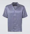 Frescobol Carioca Roberto Printed Silk Bowling Shirt In Blue