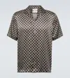 Frescobol Carioca Roberto Printed Silk Bowling Shirt In Brown
