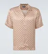Frescobol Carioca Roberto Printed Silk Bowling Shirt In Orange