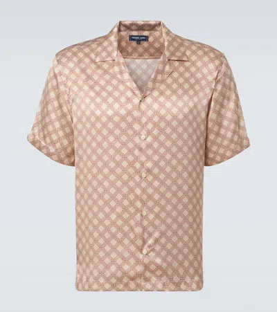 Frescobol Carioca Roberto Printed Silk Bowling Shirt In Orange