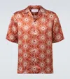 Frescobol Carioca Roberto Printed Silk Shirt In Orange