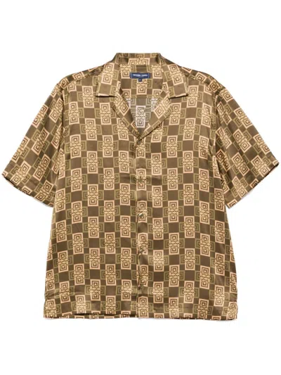 Frescobol Carioca Roberto Printed Silk-satin Shirt In Army Green