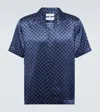 Frescobol Carioca Roberto Silk Bowling Shirt In Blue