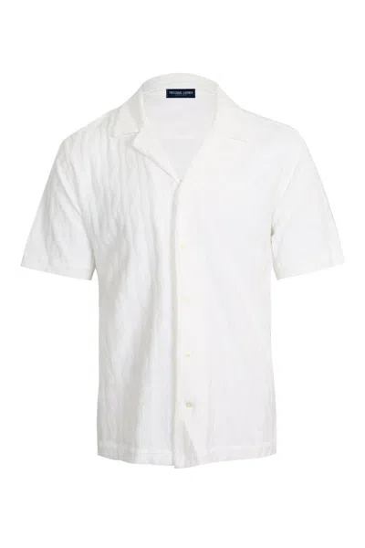Frescobol Carioca Roberto Terry Cotton Jacquard Shirt Ivory In White