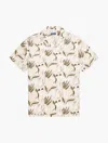 Frescobol Carioca Roberto Leaf-print Linen Shirt In Dark Oak