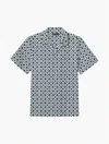 Frescobol Carioca Roberto Weave Lyocell Shirt In Summer Night & Silver White