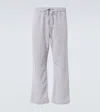 Frescobol Carioca Rocha Wide-leg Herringbone Cotton And Linen-blend Drawstring Trousers In Grau