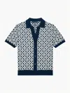 Frescobol Carioca Romero Jacquard-knit Cotton Shirt In Summer Night & Silver White