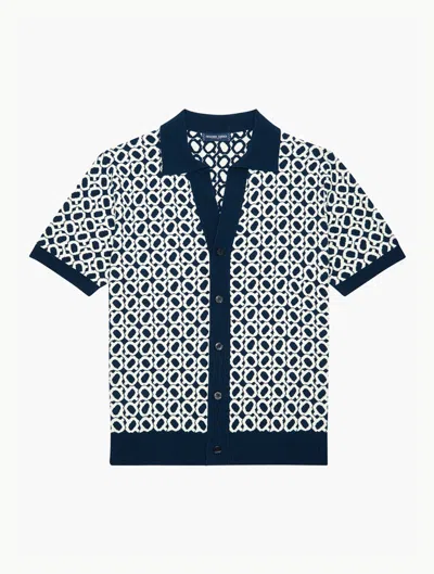Frescobol Carioca Romero Jacquard-knit Cotton Shirt In Summer Night & Silver White