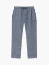Frescobol Carioca Row Oscar Linen Trousers In Melange Navy Blue