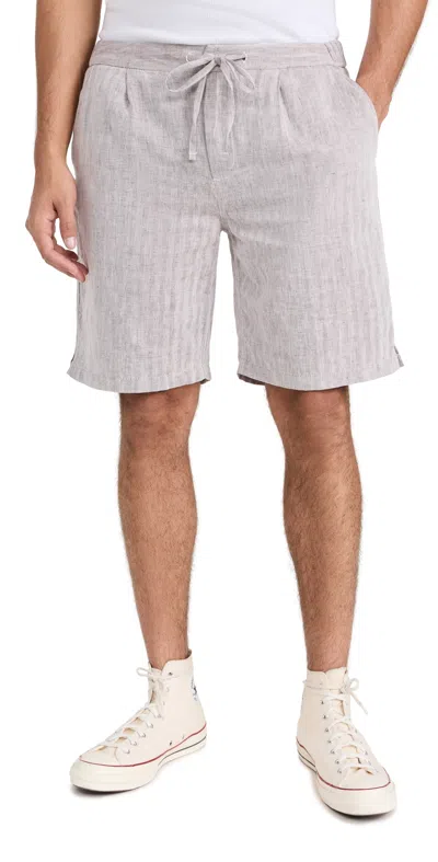 Frescobol Carioca Rui Cotton Linen Blend Shorts 8.25 Brown