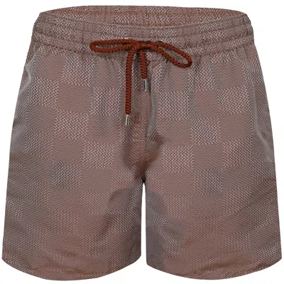 Frescobol Carioca Santos Copa Check Print Jacquard Swimshorts Brown