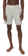 Frescobol Carioca Santos Lotus Print Swim Shorts 7 Ivory & Evergreen In Multi