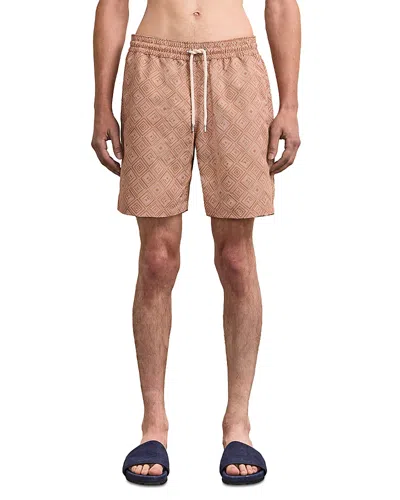 Frescobol Carioca Santos Madeira Print 4.5 Swim Shorts In Brown