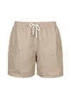 Frescobol Carioca Santos Swim Short Micro Copa Print Dried Moss &amp; Ivory In Brown